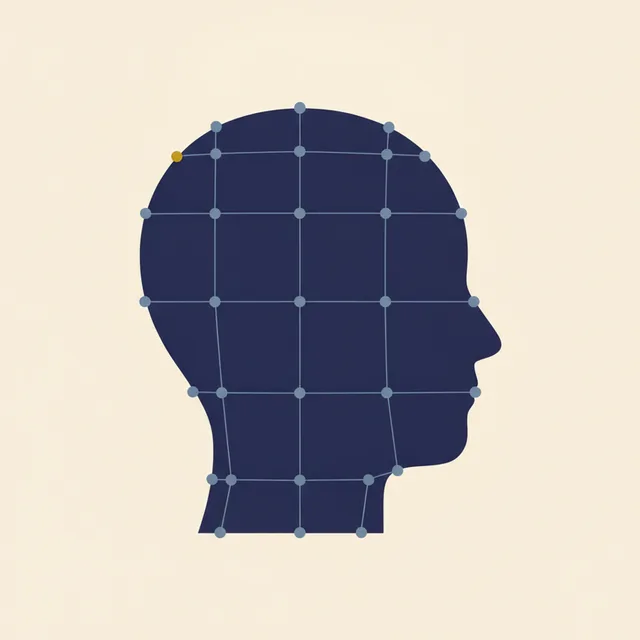 Engraved illustration: an anonymous head in profile overlaid with a sparse mesh of facial measurement points and lines
